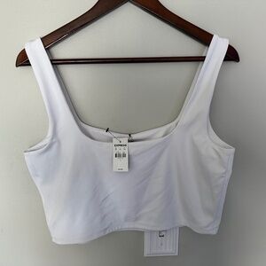 NWT Express Cropped Square Neck White Tank L